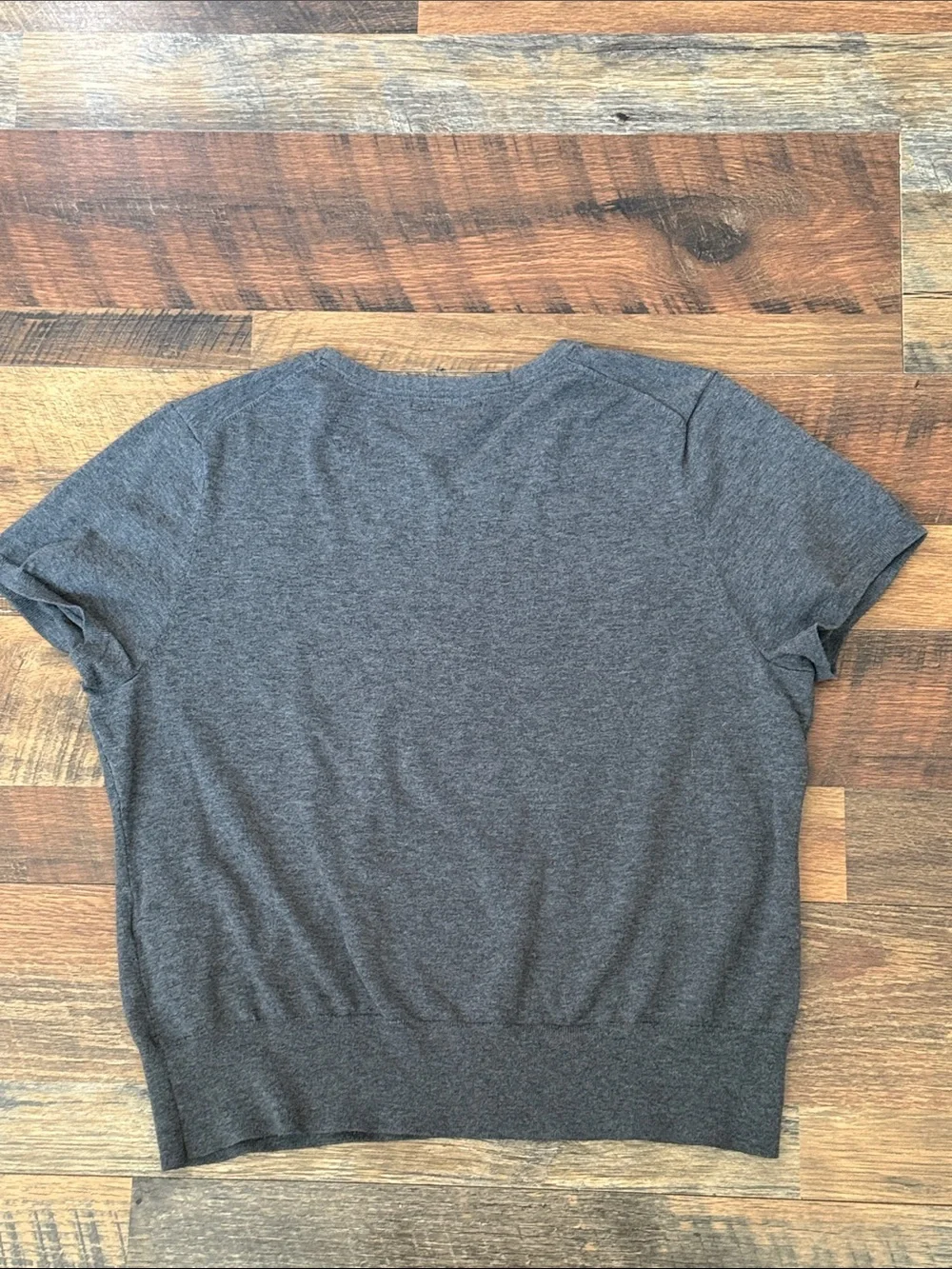 Lands’ End Gray Short Sleeve Sweater Knit Top XL Petite 18